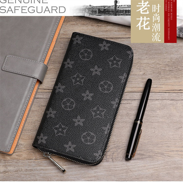 2025 new M LV bag women new women's bag old-fashioned zipper wallet genuine leather men and women universal long clutch bag