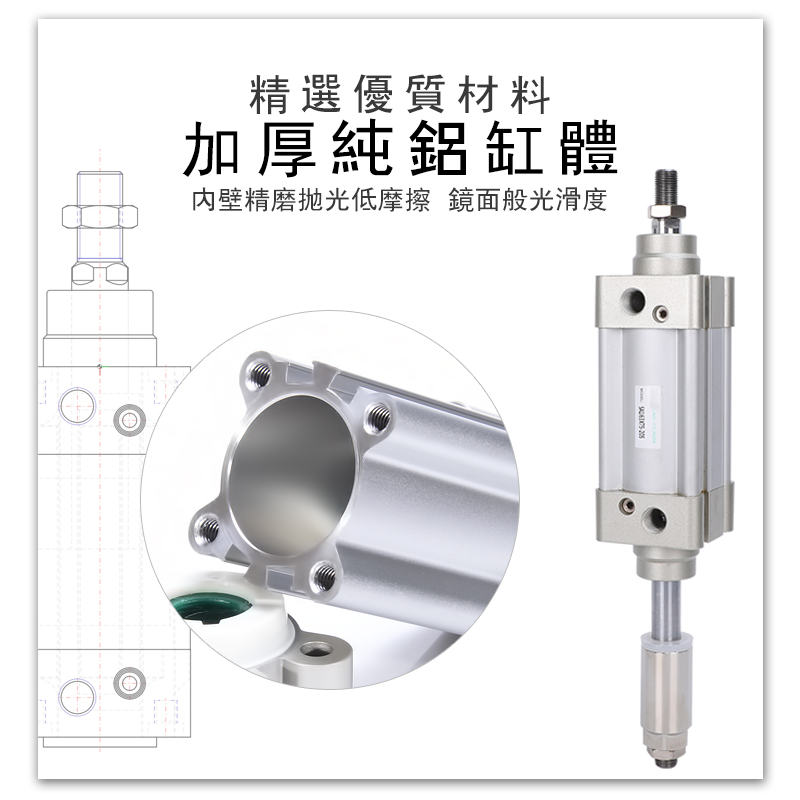 SAIJ亚德客型标准气缸SAI32X40X50X63X80X100X125X160X150X175SH-图1