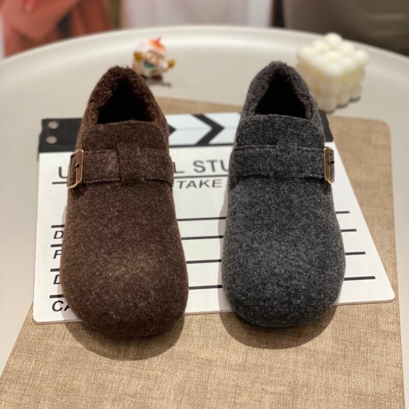 勃肯鞋女2025年冬季新款保暖棉鞋毛呢复古舒适轻便休闲加绒毛毛鞋,淘宝优惠券,粉丝福利购,淘宝优惠卷