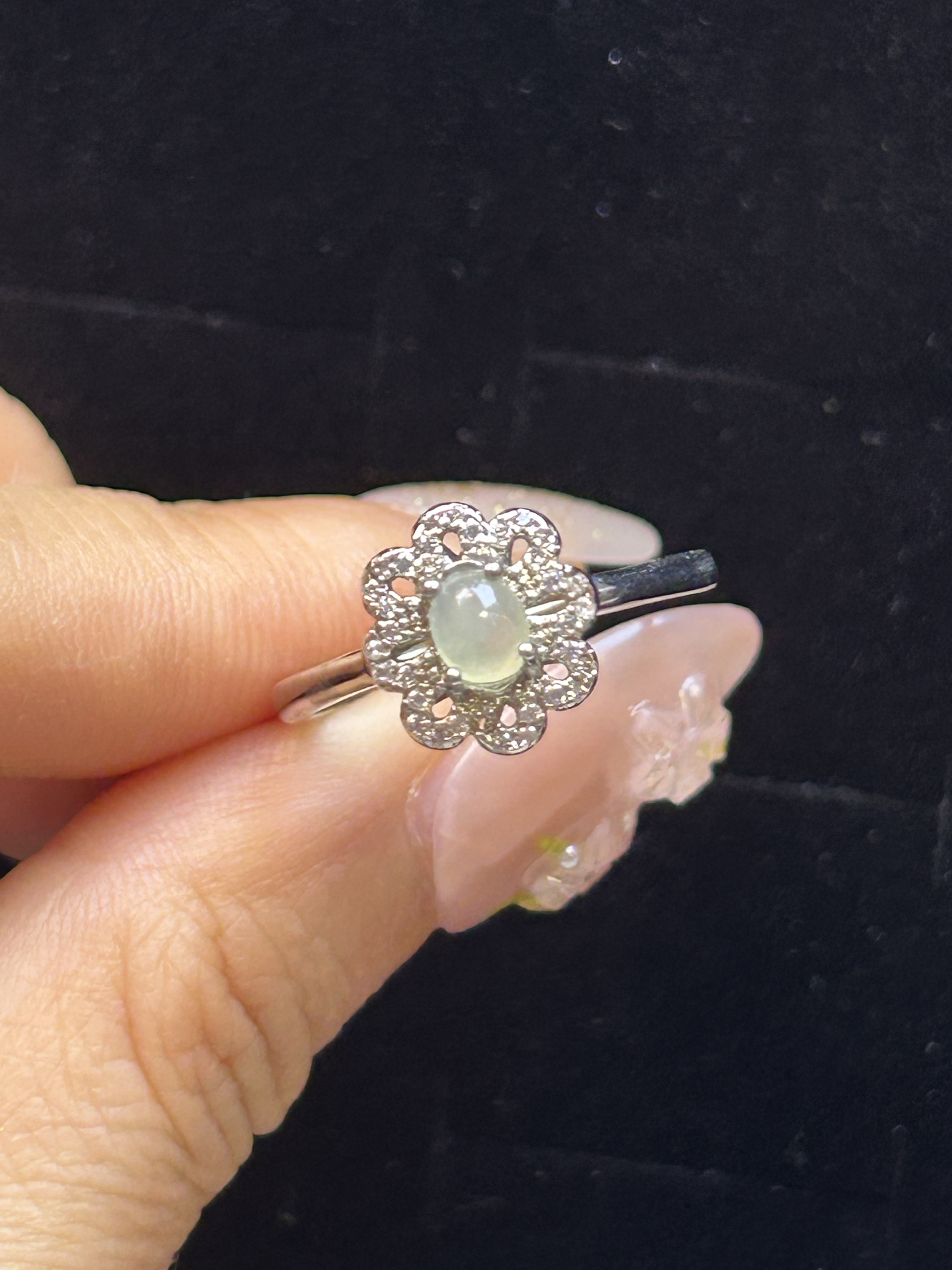Natural Burmese A-grade white ice ring, light, luxurious and versatile, adjustable women’s living ring 814159