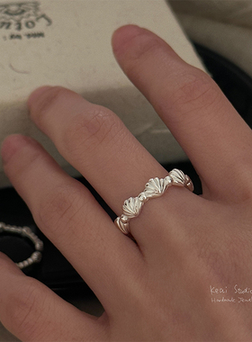 keais925纯银贝壳戒指