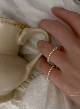 极细手工施华洛珍珠戒指温柔