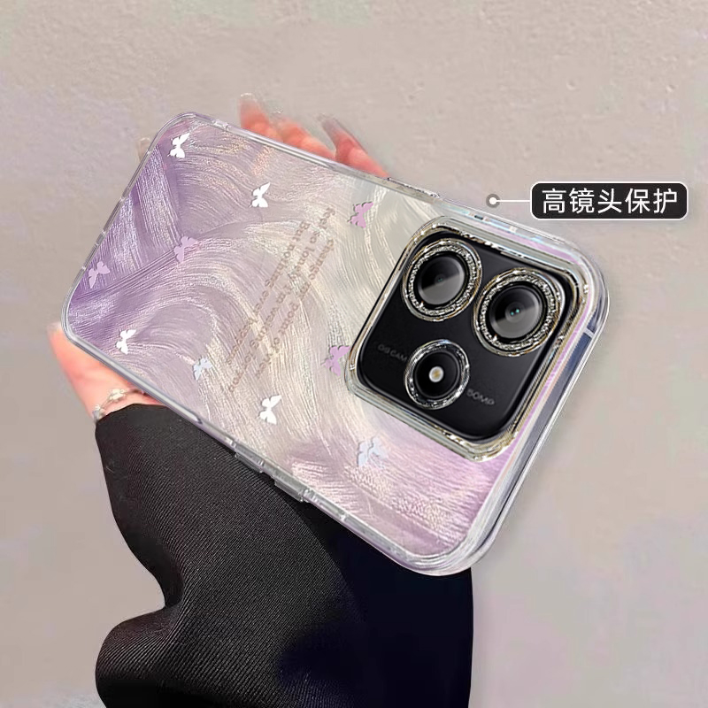 适用渐变紫蝴蝶红米note14PRO+手机壳15全包13R专用12turbo防摔11带镜头膜10爆款9羽纱redmi新款女保护套轻奢 - 图2