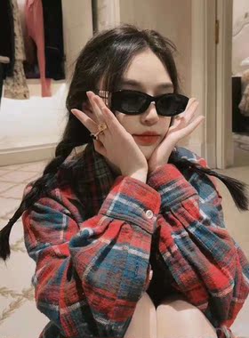 韩版复古黑色小脸墨镜女防晒高级感ins方框欧美辣妹街拍太阳眼镜