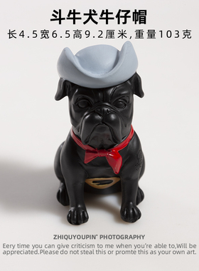 英国斗牛犬牛仔帽摆件汽车老虎狗海盗公仔小众礼物解压送女男朋友