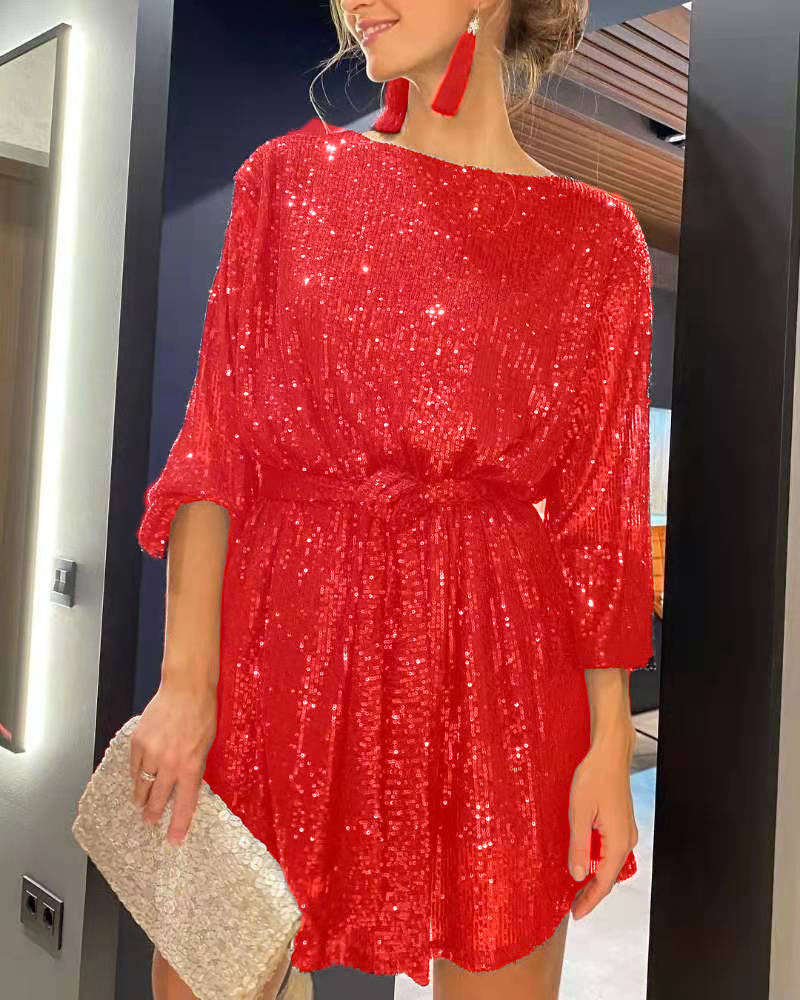 2024 Fashionable sequin sequin color waist up dress 连衣裙 - 图2