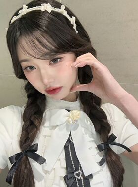 张元英同款珍珠蝴蝶结发箍甜美发箍女森女防滑头箍网红少女发饰