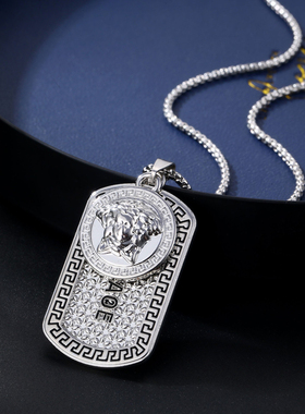 美人双牌男士欧美潮人钛钢项链