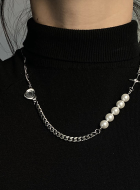 承欢记毛毛同款项链银色钛钢不掉色十字架颈链高级感锁骨链choker