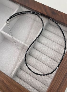 春色寄情人周雨彤庄洁同款黑色尖晶石颈链锁骨链脖链choker饰品