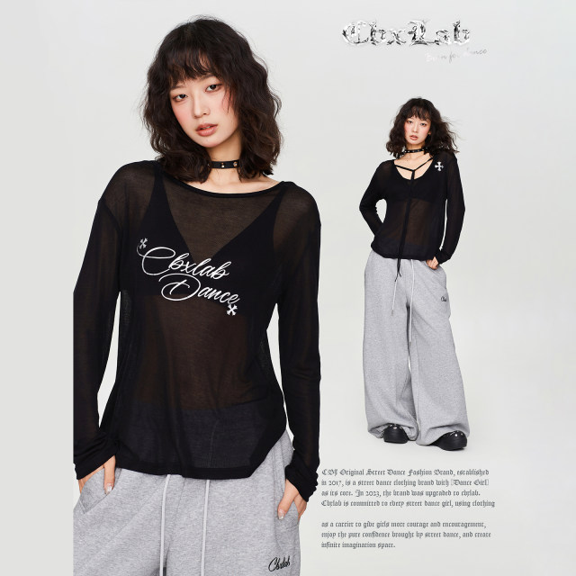 CBXLAB hip-hop ຍີ່ຫໍ້ trendy reversible cloud-like silky lazy ແຂນຍາວອອກເລັກນ້ອຍຮ້ອນສາວ sexy blouse