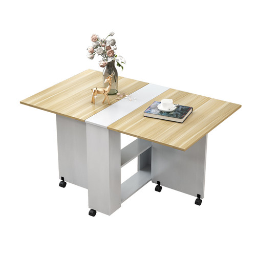 超薄折叠餐桌家用小户型可移动折叠伸缩长方形多功能吃饭桌小4人 - 图3