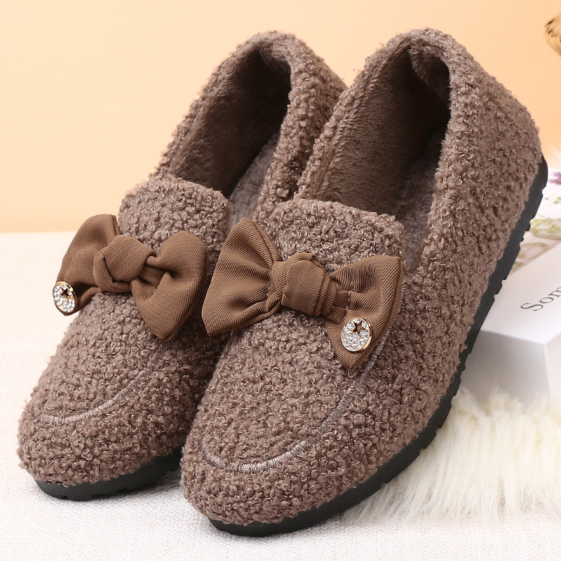 棉鞋女豆豆鞋加绒保暖毛毛鞋软底一脚蹬时尚韩版羊羔毛老北京布鞋,淘宝优惠券,粉丝福利购,淘宝优惠卷