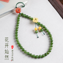 Natural Beyjade Mobile Phone Chain Woman Yang Green Small Crowdsourced Light Extravagant Delicate Wrist phone Pendant Pendant High-end National Wind