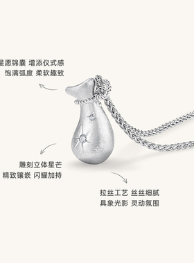 Onchic余宇涵同款星愿锦囊项链银色毛衣链女拉丝配饰轻奢高级感