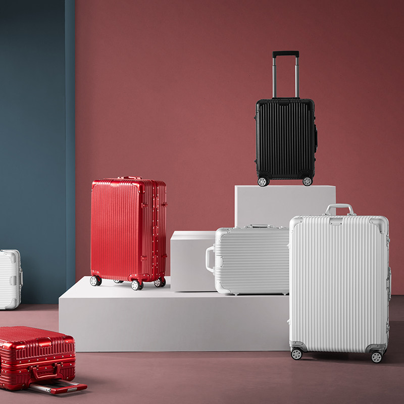 淘宝心选铝镁合金框复古条纹拉杆箱 淘宝心选旅行箱