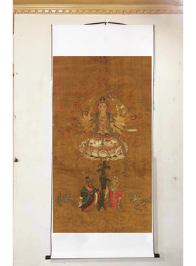 宋人绘准提菩萨图真迹精准复制佛家教可装裱书房客厅玄关挂画