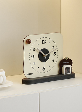 WOZOOM屋准入户玄关温湿度桌面摆件客厅电视柜摆台式时钟装饰品