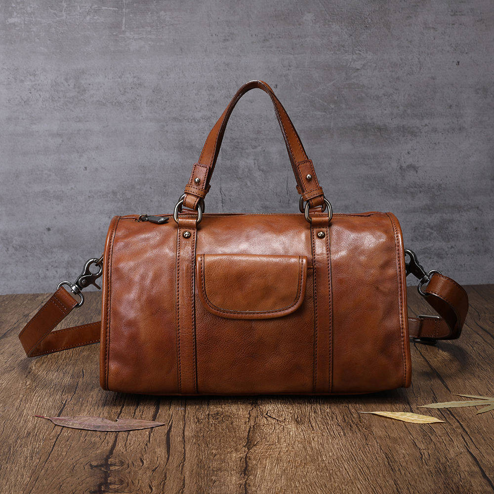 真皮女2020新款日系简约波士顿包 复美女士包袋