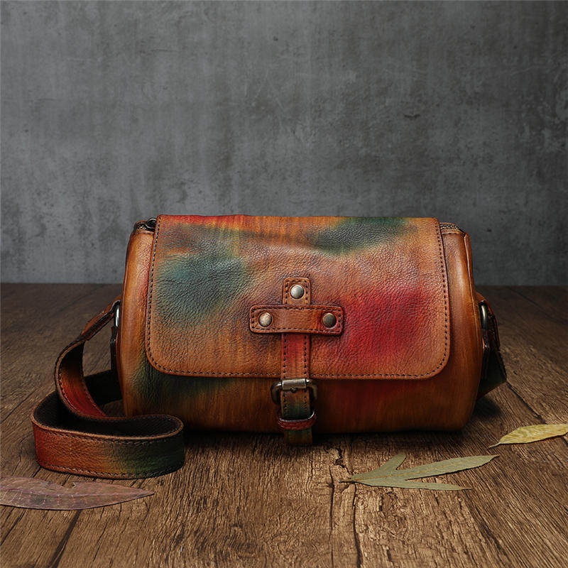 复古牛皮2020新款单肩个性盖斜跨包 复美女士包袋