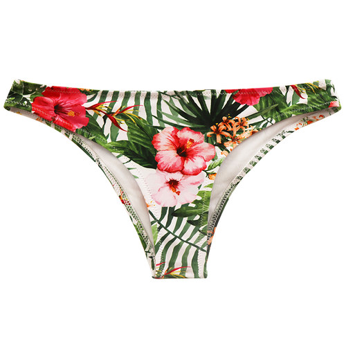 Qmomo性感泳裤三角低腰温泉花色泳裤运动显瘦欧美风比基尼泳装