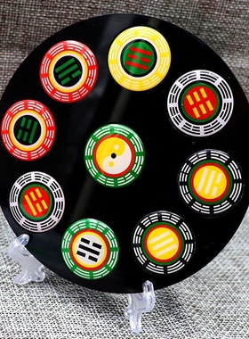 黄铜版11公分七彩五龙盘万字福太极八卦双面室内补角盘