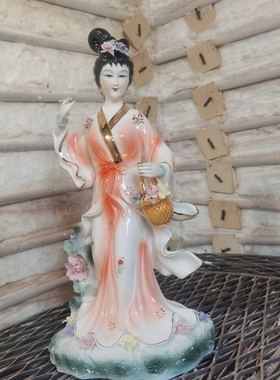 陶瓷仙女,花神,花仙子神像,提花篮仙女,牡丹仙子摆件