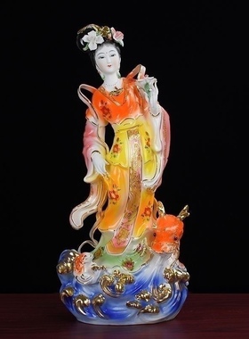 小龙女陶瓷神像18寸佛像摆件居家供奉龙王之女龙女神像凤凰女神像