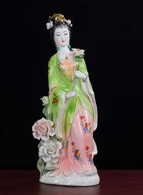 陶瓷何仙姑神像供奉保平安仙女神像家居客厅摆设八仙过海中式摆件