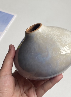 美单尾货 超级有氛围感陶瓷手绘桌面粗陶小花瓶桌面小花插摆件