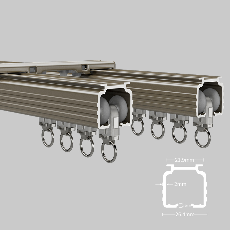 窗帘轨道加厚静音双轨滑轮直轨重型窗帘盒侧顶装导轨窗帘滑道加幔 - 图2