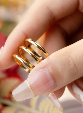 金美澳叠戴素款食指戒