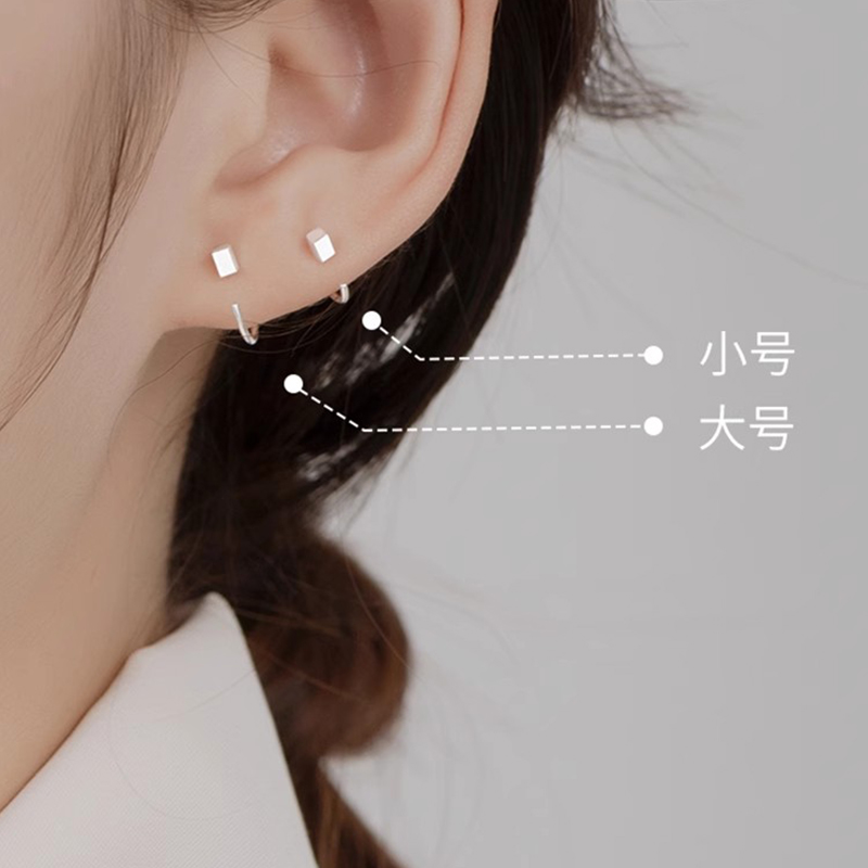 S925纯银耳环圈圈2024新款爆款养耳双耳洞耳骨圈男女素圈耳钉耳饰-图2