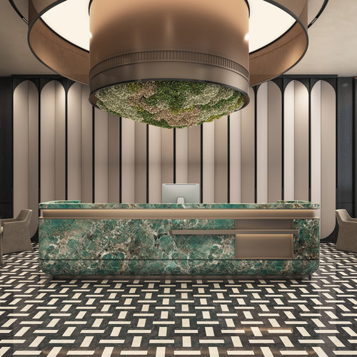 高端轻奢公司酒店大堂前台收银台售楼部物业中心美容院吧台接待台 - 图2