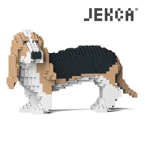 JEKCA积卡仿真巴吉度猎犬微颗粒拼插积木 礼品摆件宠物用品玩具 - 图3