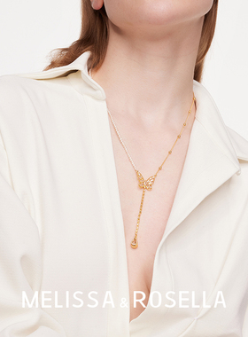 铜镀18K金女轻奢高级感蝴蝶项链