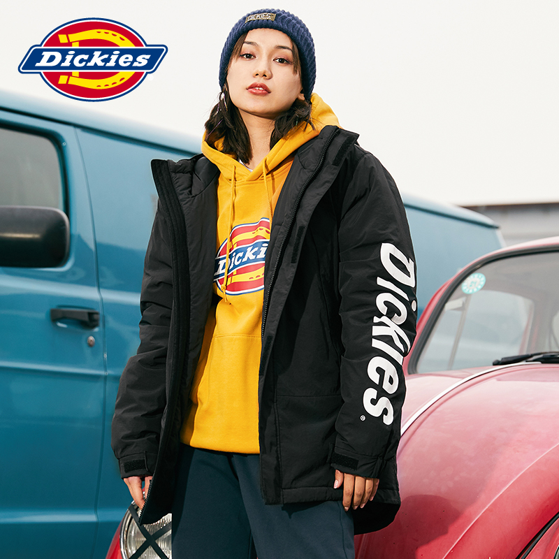 Dickies连帽棉服男潮牌印花情侣保暖厚外套冬装迪凯斯官方旗舰店