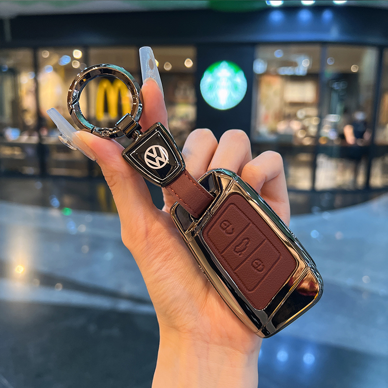 适用新款款大众迈腾新帕萨特cc巍然途昂x钥匙套壳包扣金属高级