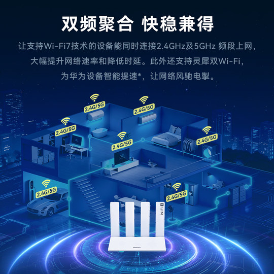 【Wi-Fi7新品】华为路由器BE3Pro四核wifi7路由器家用高速千兆穿墙王无线 2.5G网口全屋覆盖光纤双频mesh组网