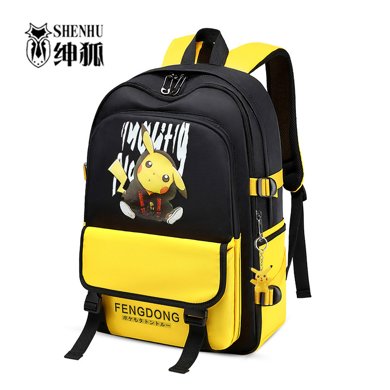 皮卡丘小学生时尚潮流高中女双肩包 绅狐双肩背包