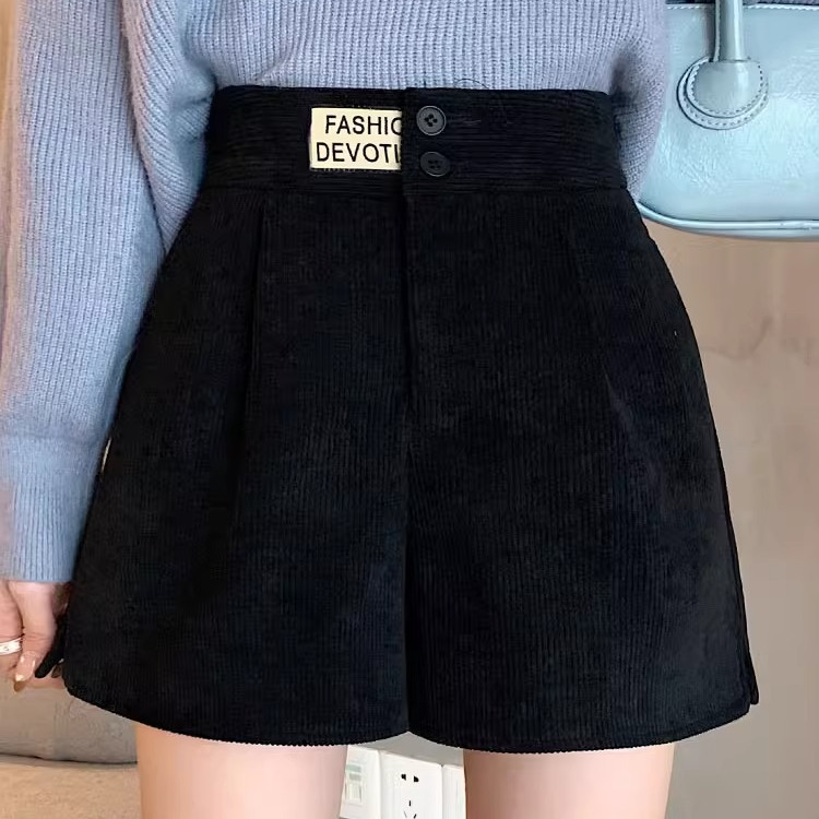 咖色灯芯绒短裤女秋冬外穿大码休闲百搭高腰显瘦a字阔腿打底靴裤,淘宝优惠券,粉丝福利购,淘宝优惠卷