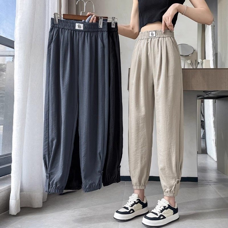 清仓捡漏~冰丝棉麻运动裤子女夏季薄款高腰显瘦休闲哈伦灯笼裤潮,淘宝优惠券,粉丝福利购,淘宝优惠卷