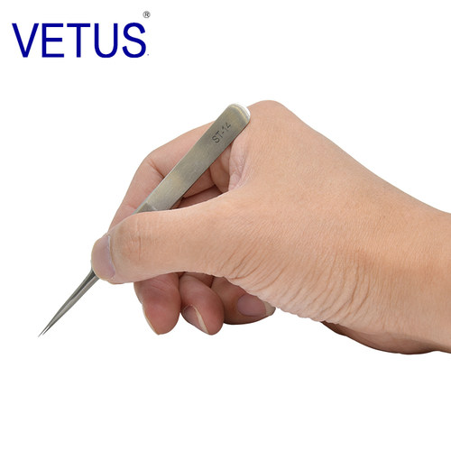 VETUS 高精密镊子ST-14（110mm）302不锈钢防磁防酸镊子 钟表维修 - 图1