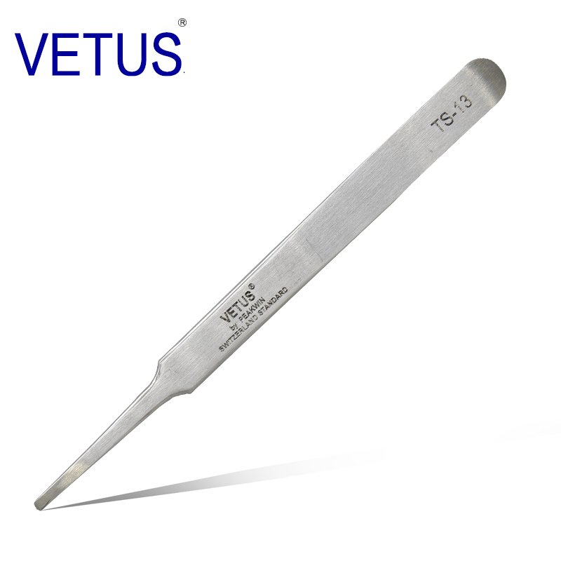 VETUS 不锈钢高精密镊子TS-13（120mm）防磁防酸镊子 钟表维修美 - 图0