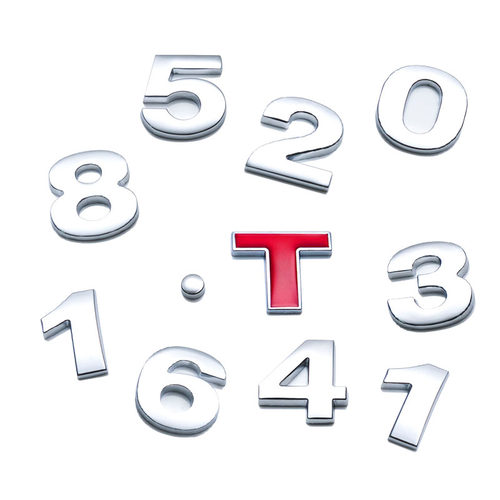 汽车t贴字1.4T1.8T3.0T2.4L3.0L汽车排量金属贴2.0车贴尾标字母标 - 图1