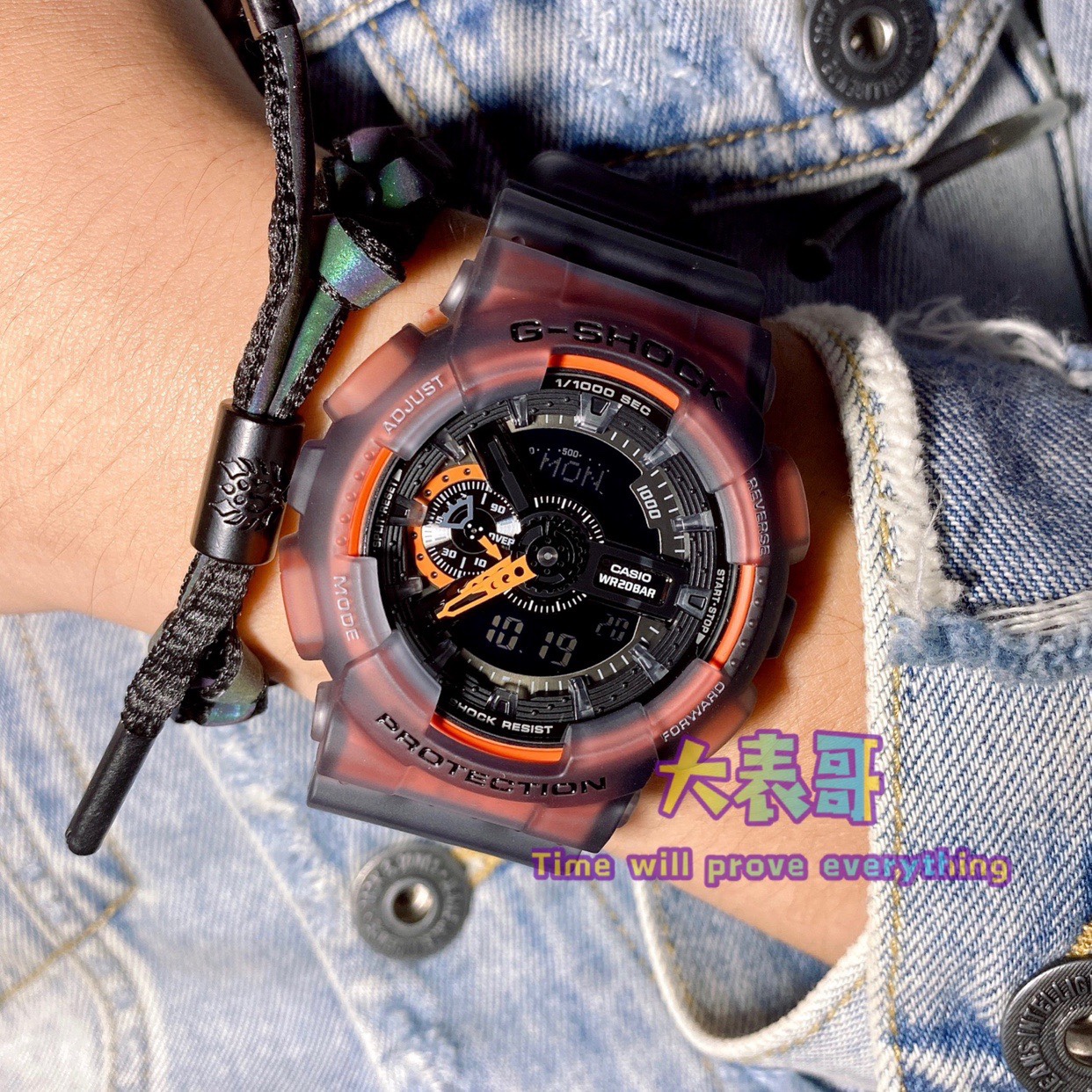 卡西欧手表男 G-SHOCK运动防水电子表黑武士 GA-110-1B 110GB 100