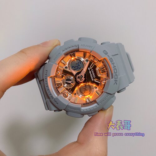 卡西欧正品G-SHOCK缩小版中性新款灰金防水手表男女GMA-S120MF-8A - 图1