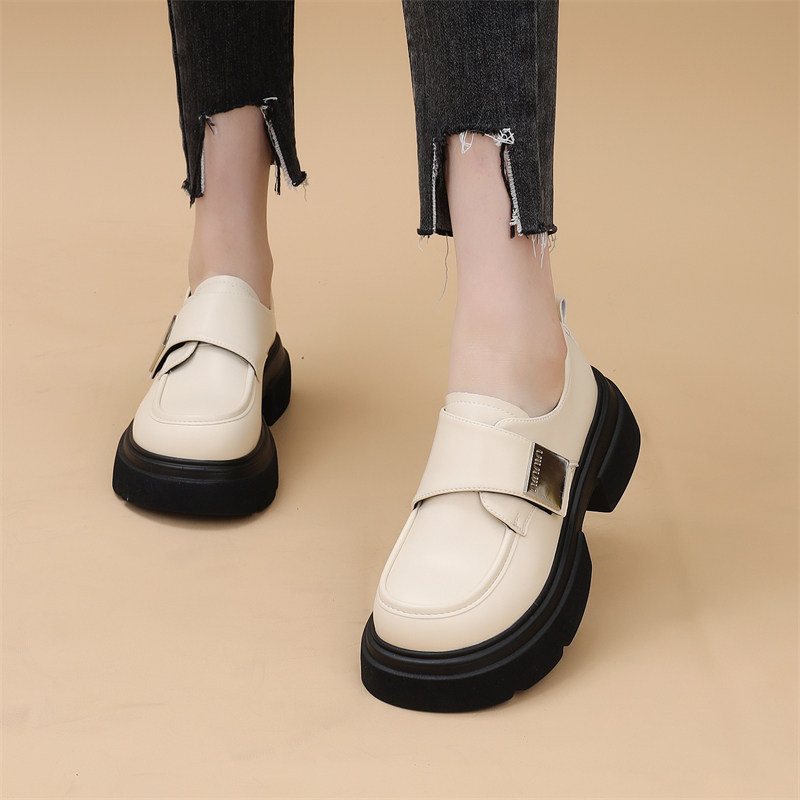 欧货英伦风小皮鞋女2025早秋新款女鞋子学院风单鞋增高厚底乐福鞋 - 图2