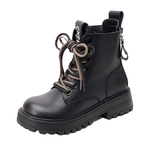 厚底马丁靴女2025秋冬新款英伦风欧货单靴双拉链增高女短靴小码34 - 图3