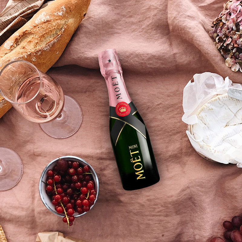 官方直营 Moet迷你酩悦粉红香槟200ml双支礼盒法国进口高级香槟